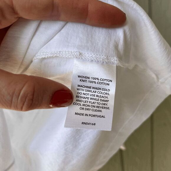 Elliott Lauren White Woven & Knit Cotton Blouse w/ Cuffs Sz M Retails $151 - Picture 5 of 12